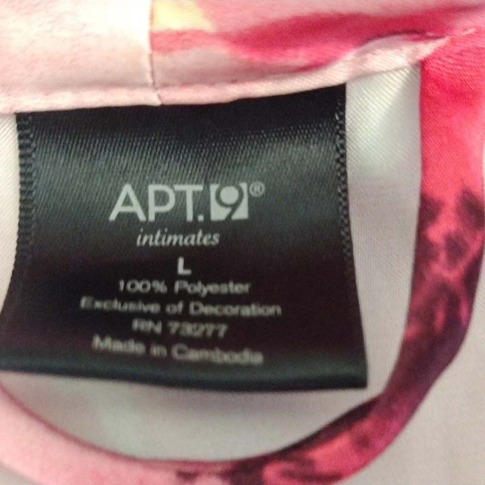 2Pc:Rose Satin Robe+Slip: Floral Pinks & White, Satin+ Lace, Tie, Straps, M - Picture 4 of 16